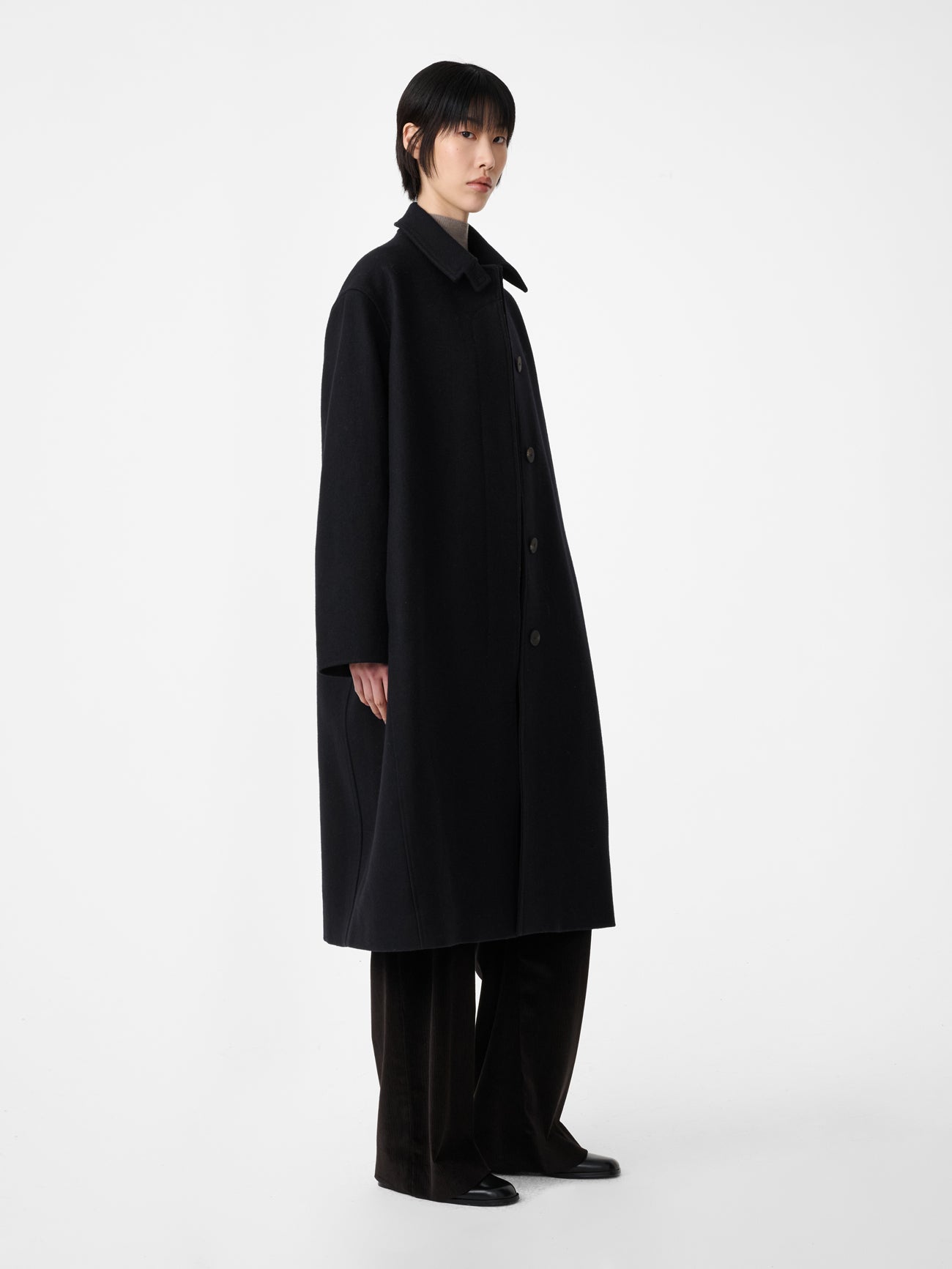 Ria Wool Melton Coat in Black