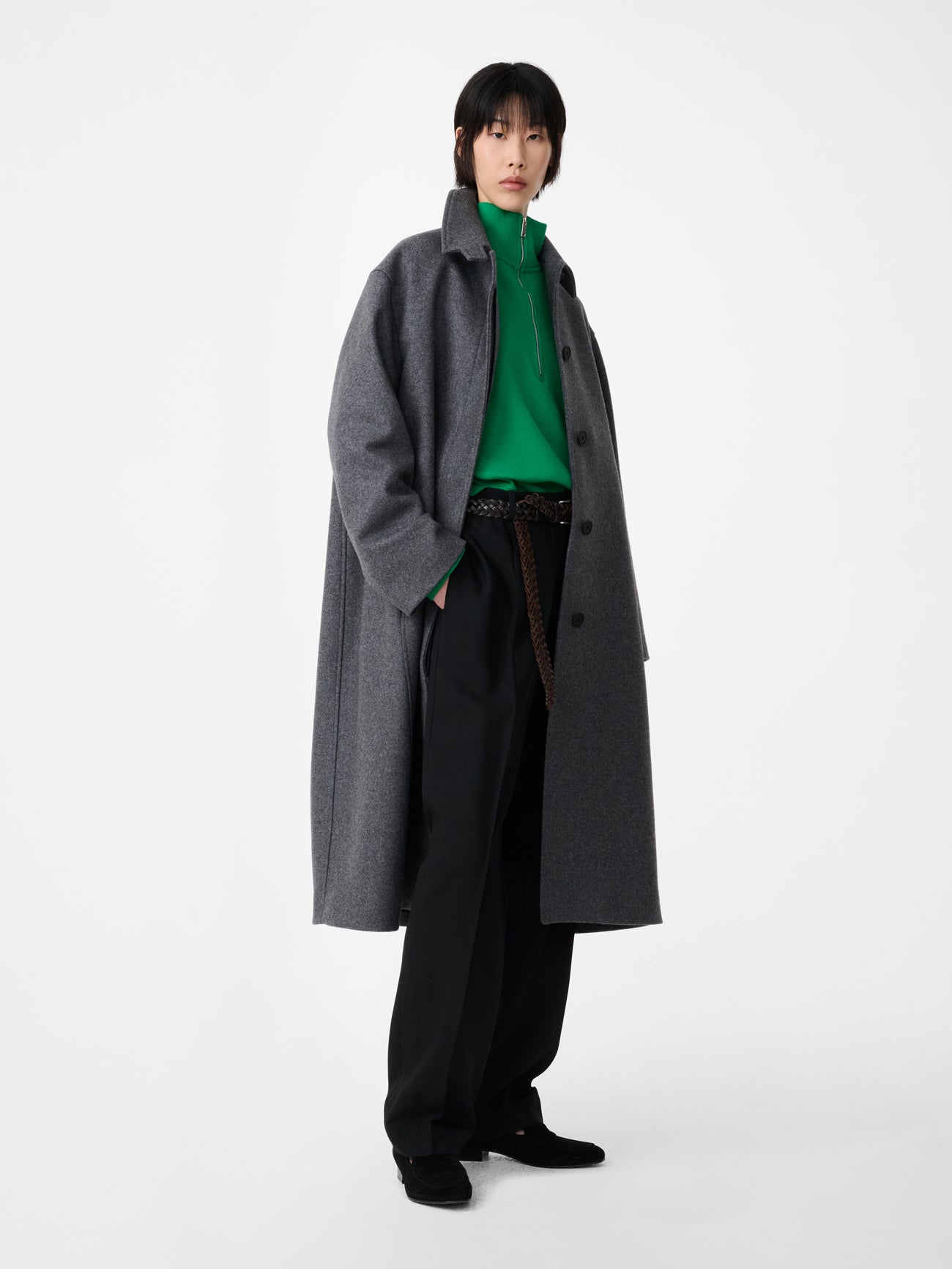 Ria Wool Melton Coat in Charcoal