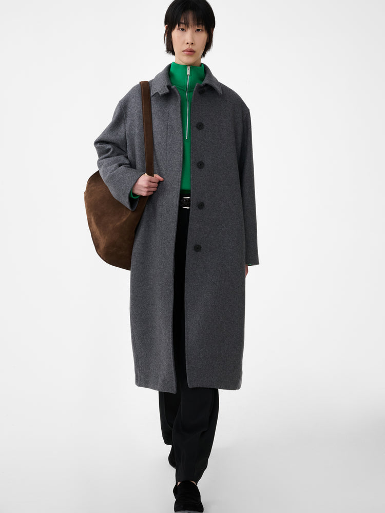 Ria Wool Melton Coat in Charcoal