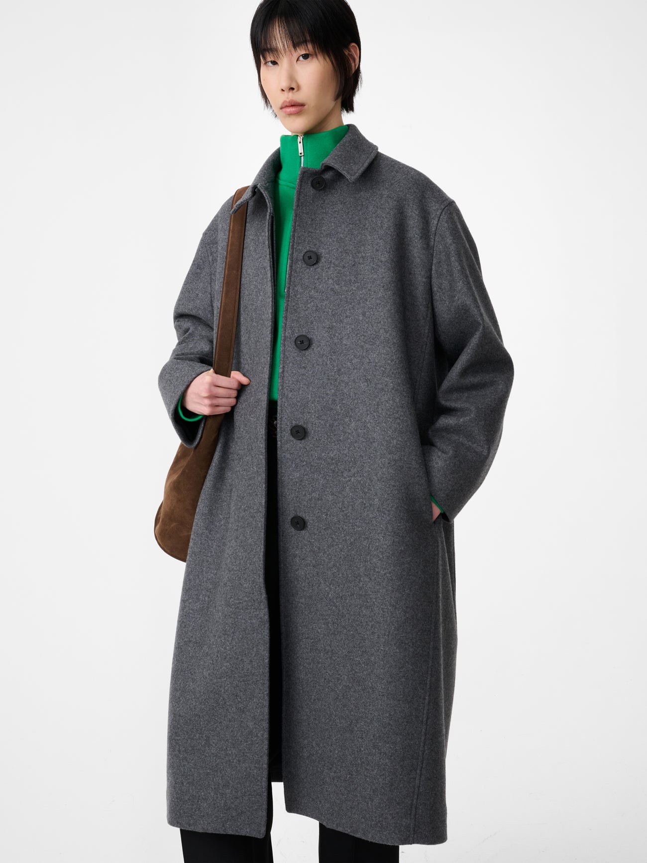 Ria Wool Melton Coat in Charcoal