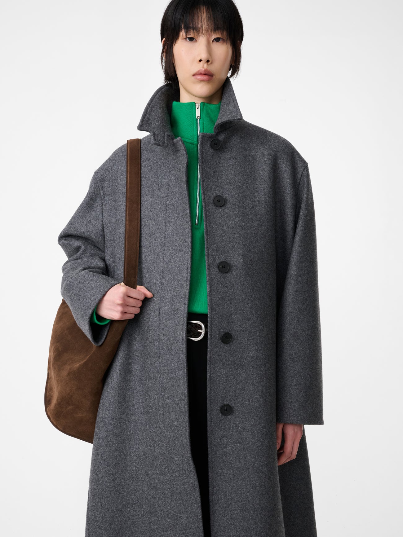 Ria Wool Melton Coat in Charcoal