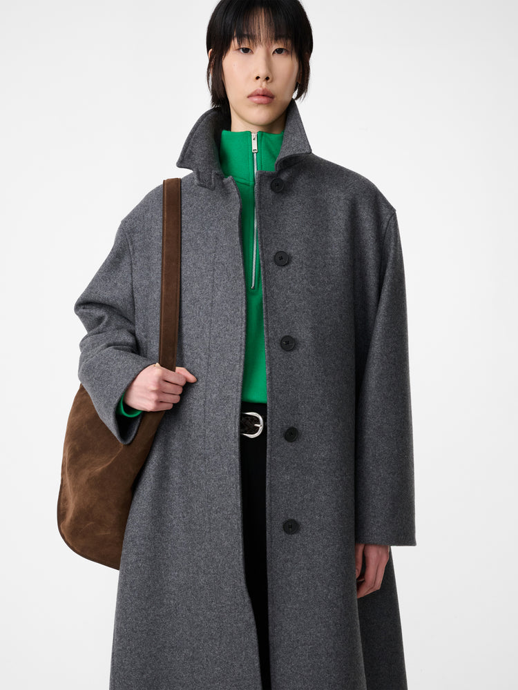 Ria Wool Melton Coat in Charcoal