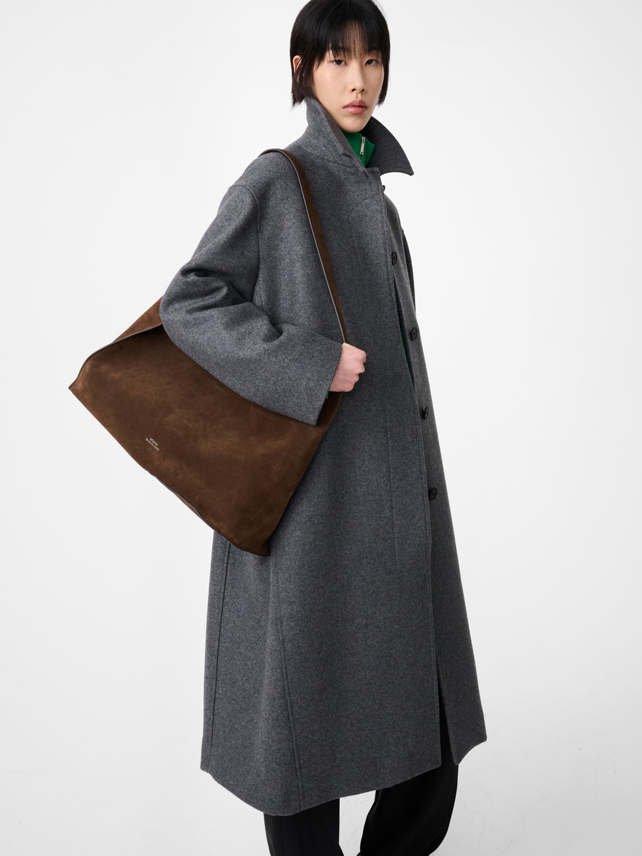 Ria Wool Melton Coat in Charcoal