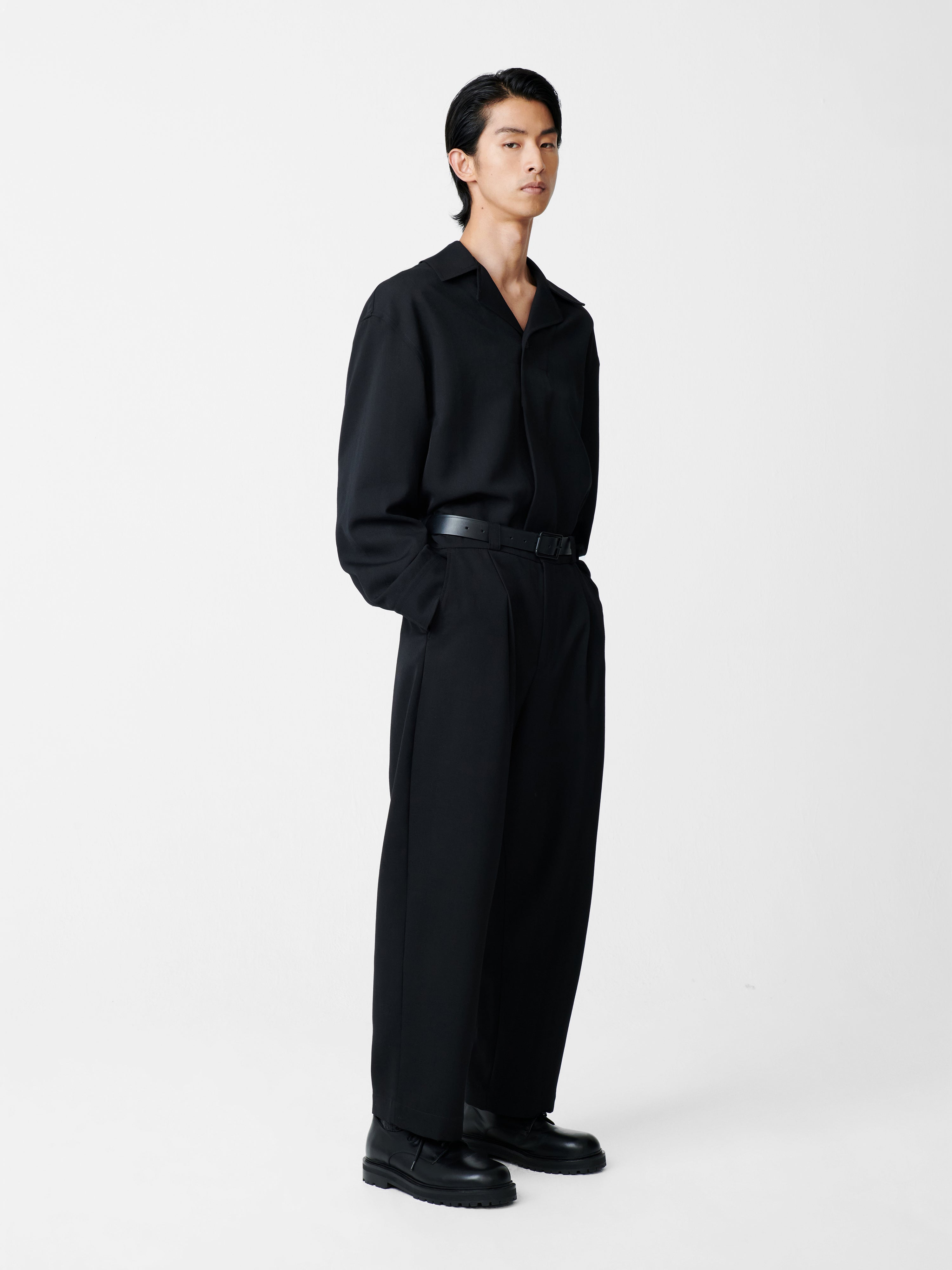 Rick Wool Jacket in Black | Boxy Camp Collar Jacket– Studio