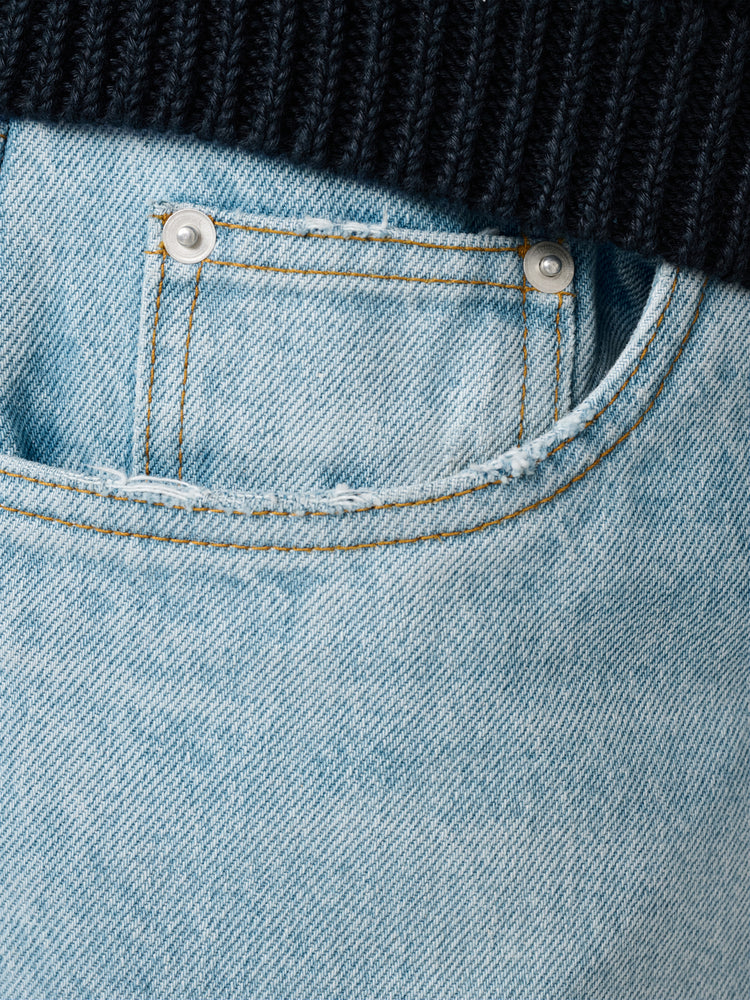 Riso Straight Leg Denim Pant in Bleached Wash