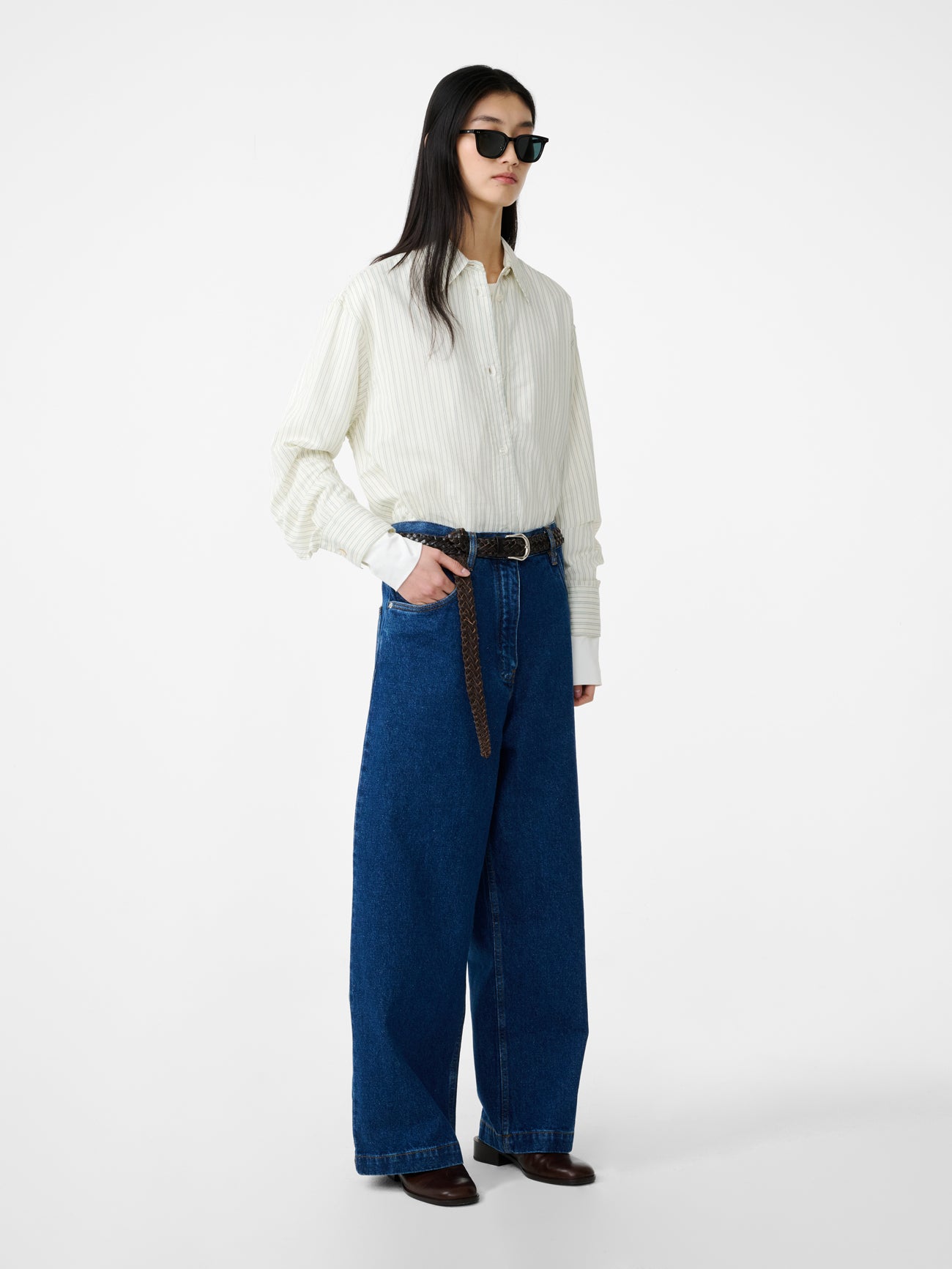 Rouen Shirt in Parchment Stripe - Studio Nicholson