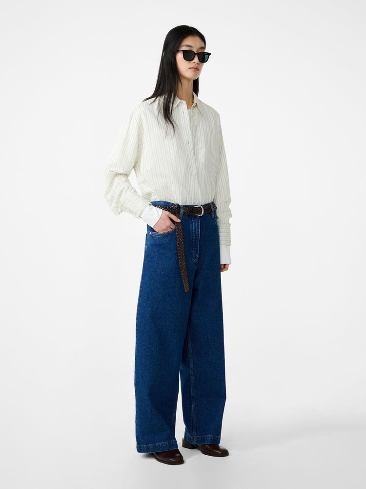 Rouen Shirt in Parchment Stripe - Studio Nicholson