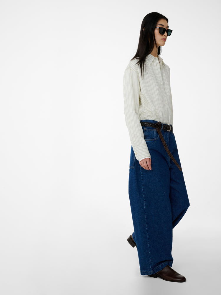 Rouen Shirt in Parchment Stripe - Studio Nicholson