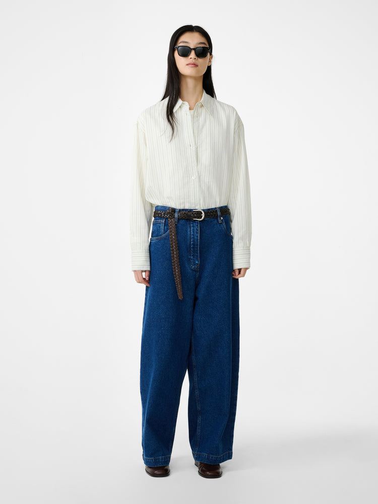 Rouen Shirt in Parchment Stripe - Studio Nicholson