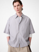 Sanko Shirt in Grey / Brown Stripe