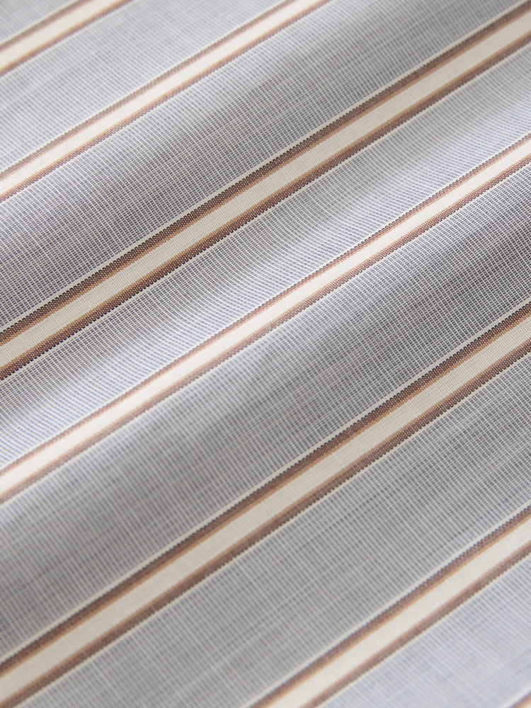 Sanko Shirt in Grey / Brown Stripe