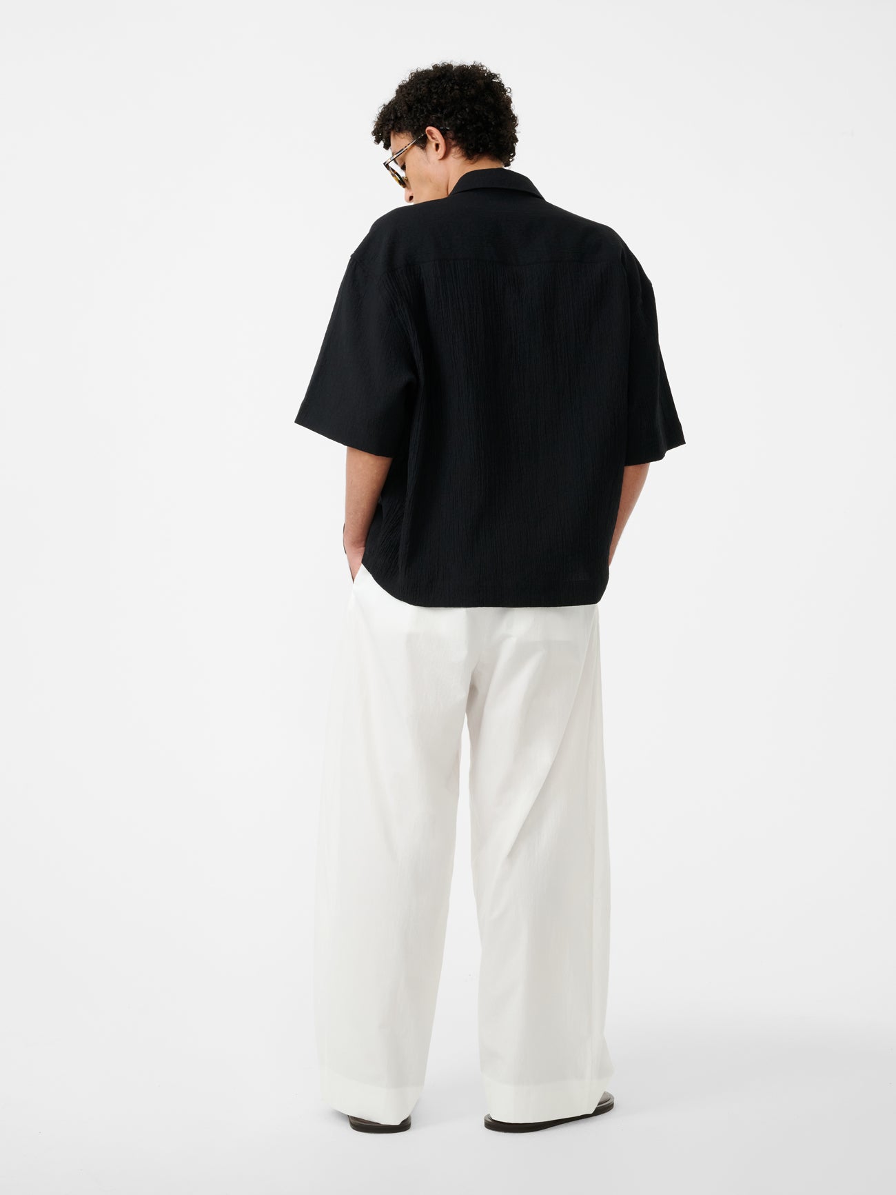 Sanko Matelasse Shirt in Black - Studio Nicholson