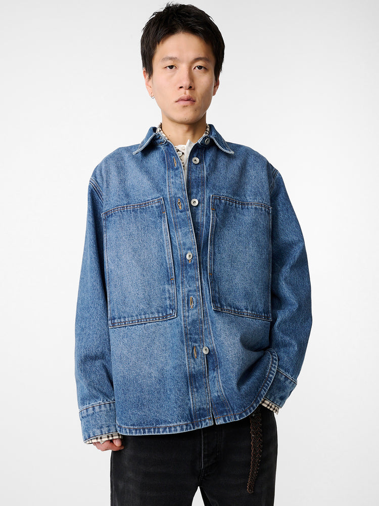 Saxon Denim Shirt in Worn Wash Indigo