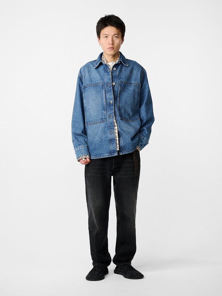 Saxon Denim Shirt in Worn Wash Indigo