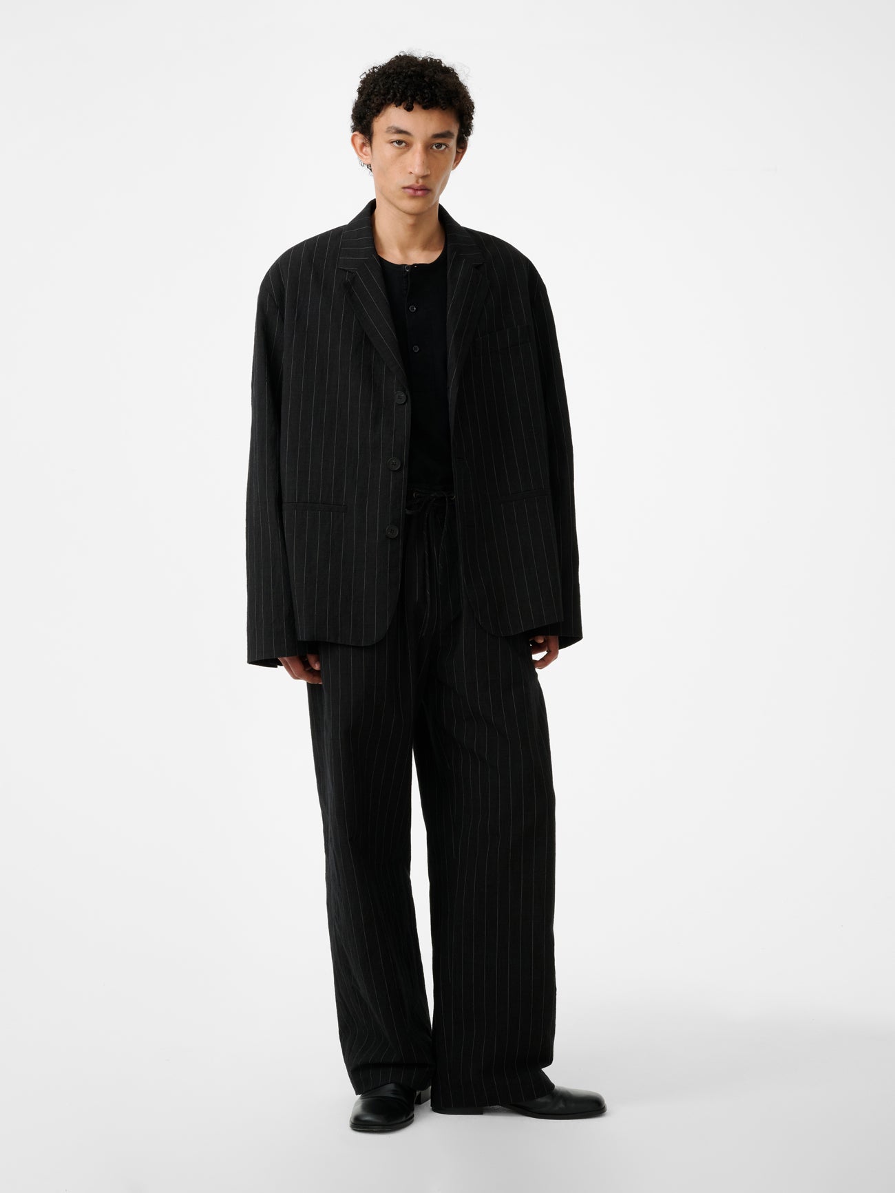 Sonny Pinstripe Pant in Black - Studio Nicholson