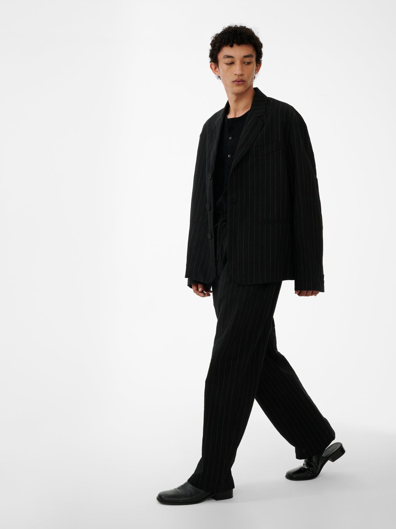 Sonny Pinstripe Pant in Black - Studio Nicholson
