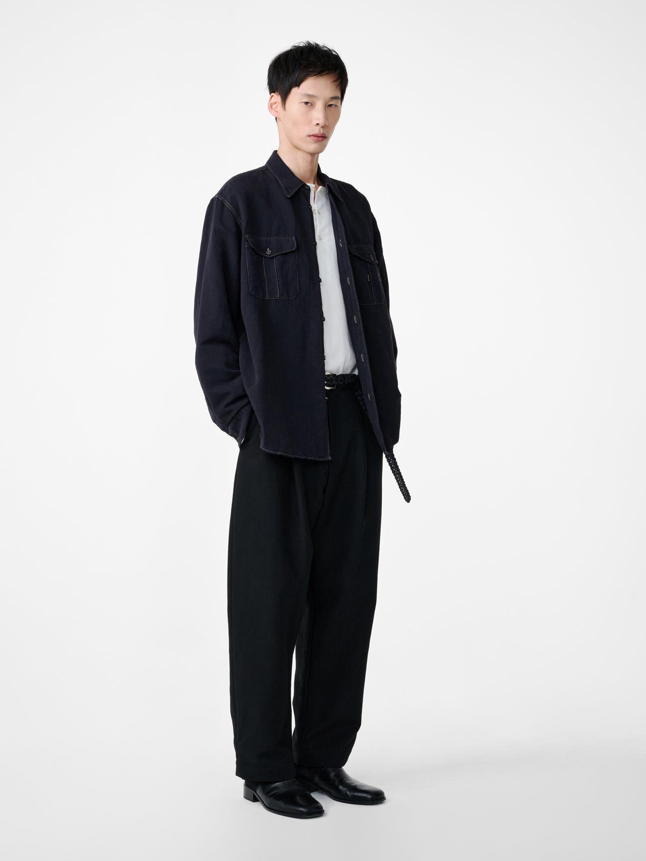 Tuck Cotton Pant in Black - Studio Nicholson