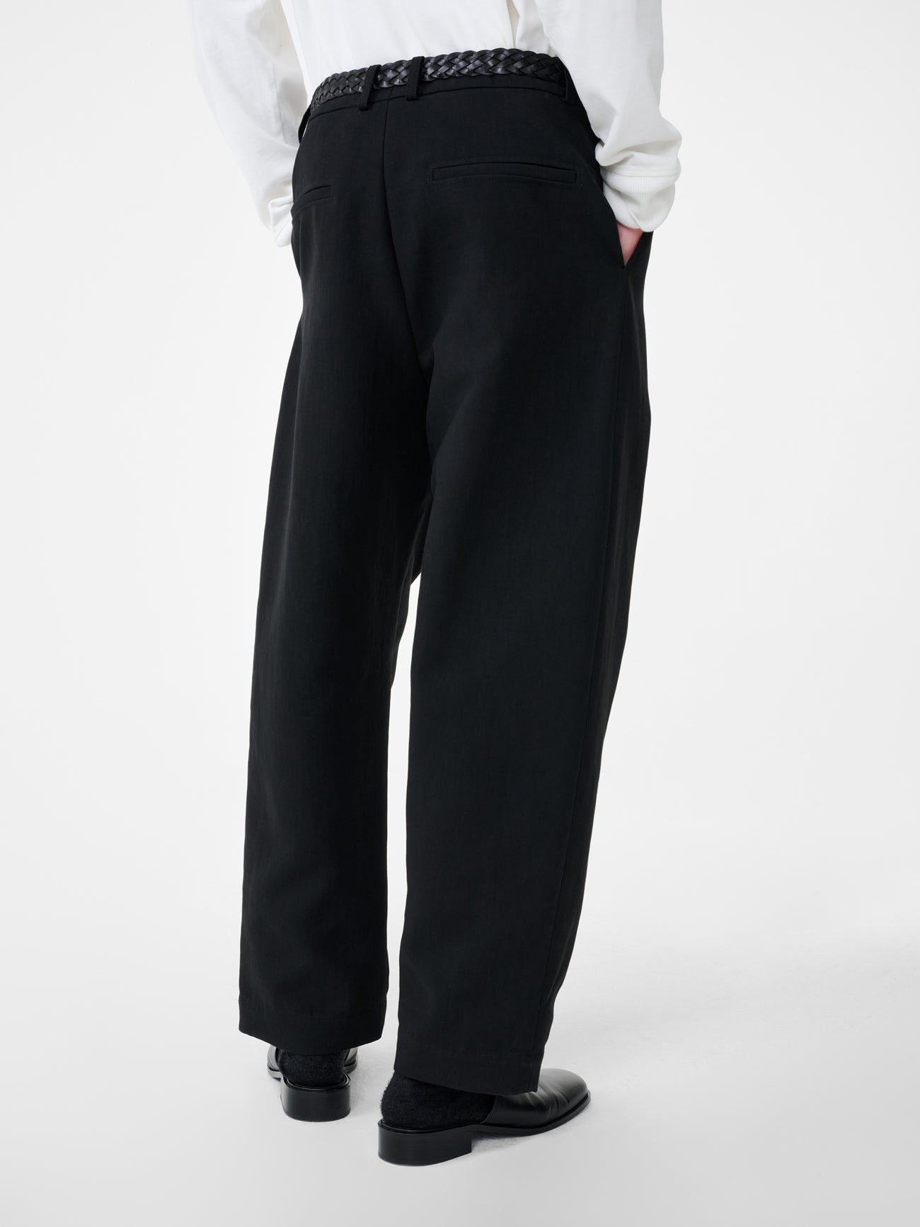 Tuck Cotton Pant in Black - Studio Nicholson