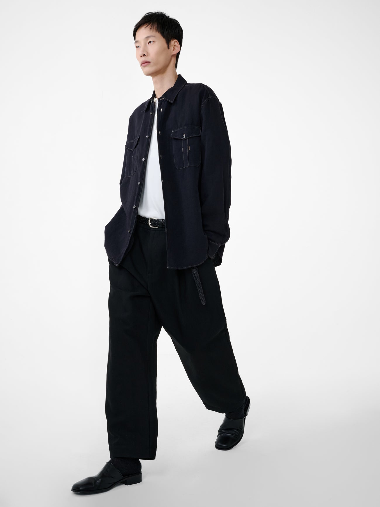 Tuck Cotton Pant in Black - Studio Nicholson