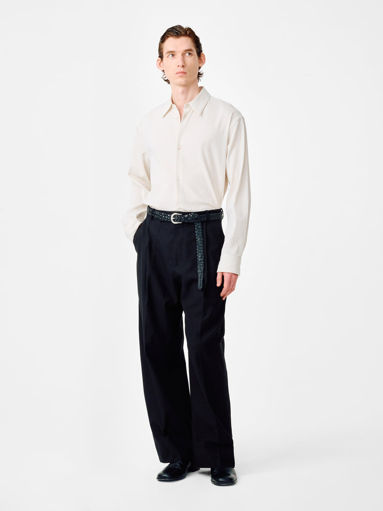 View Shirt in Parchment / Black Stripe