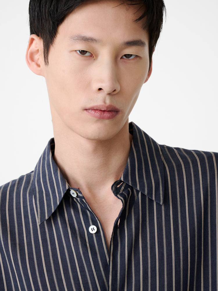 View Shirt in Indigo Stripe - Studio Nicholson