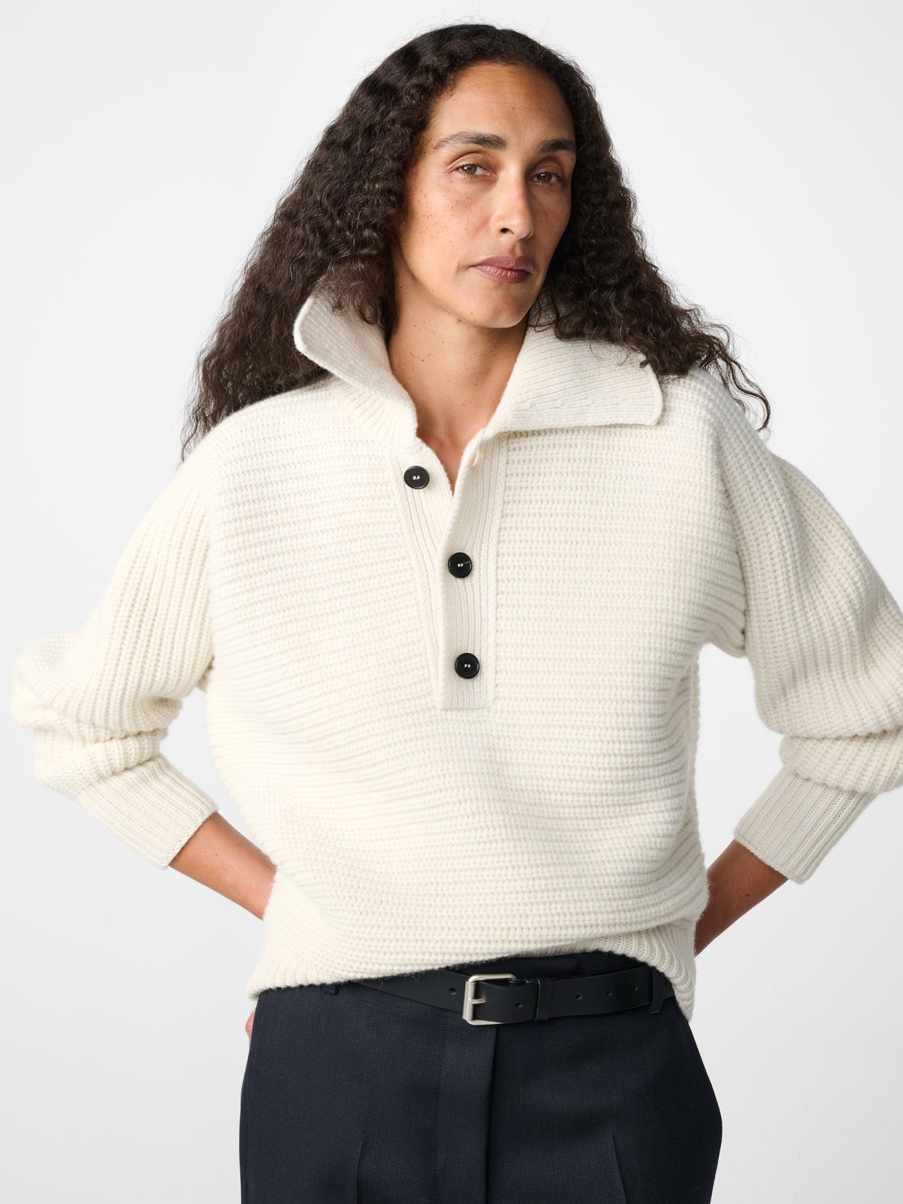 Walton Lambswool Knit Polo in Parchment