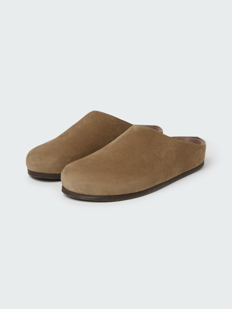 Men's Wearing Nubuk Clog in Taupe