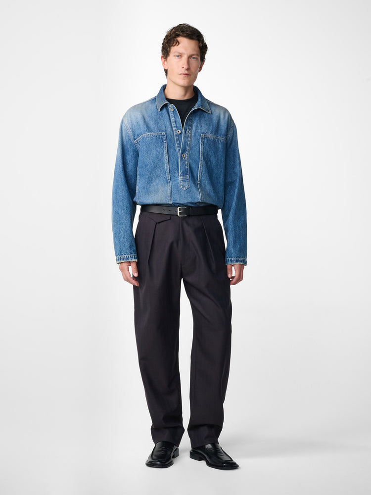 York Denim Polo Shirt in Thrashed Indigo Wash